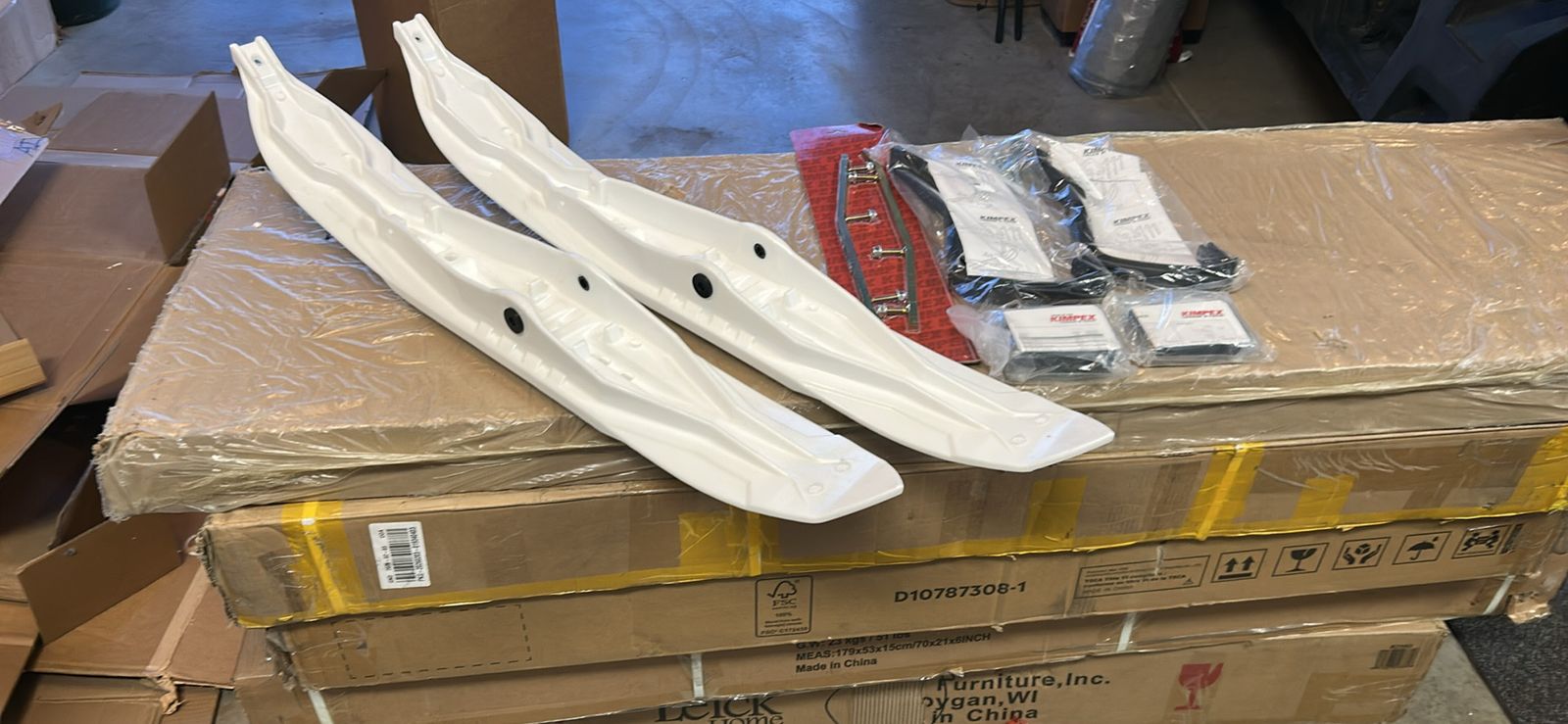Kimpex Rush Complete Snowmobile Ski Package White - Ultra-Light Skis, 5.5" Width, Carbide Runners
