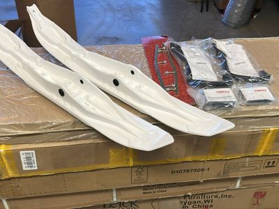 Kimpex Rush Complete Snowmobile Ski Package White - Ultra-Light Skis, 5.5" Width, Carbide Runners