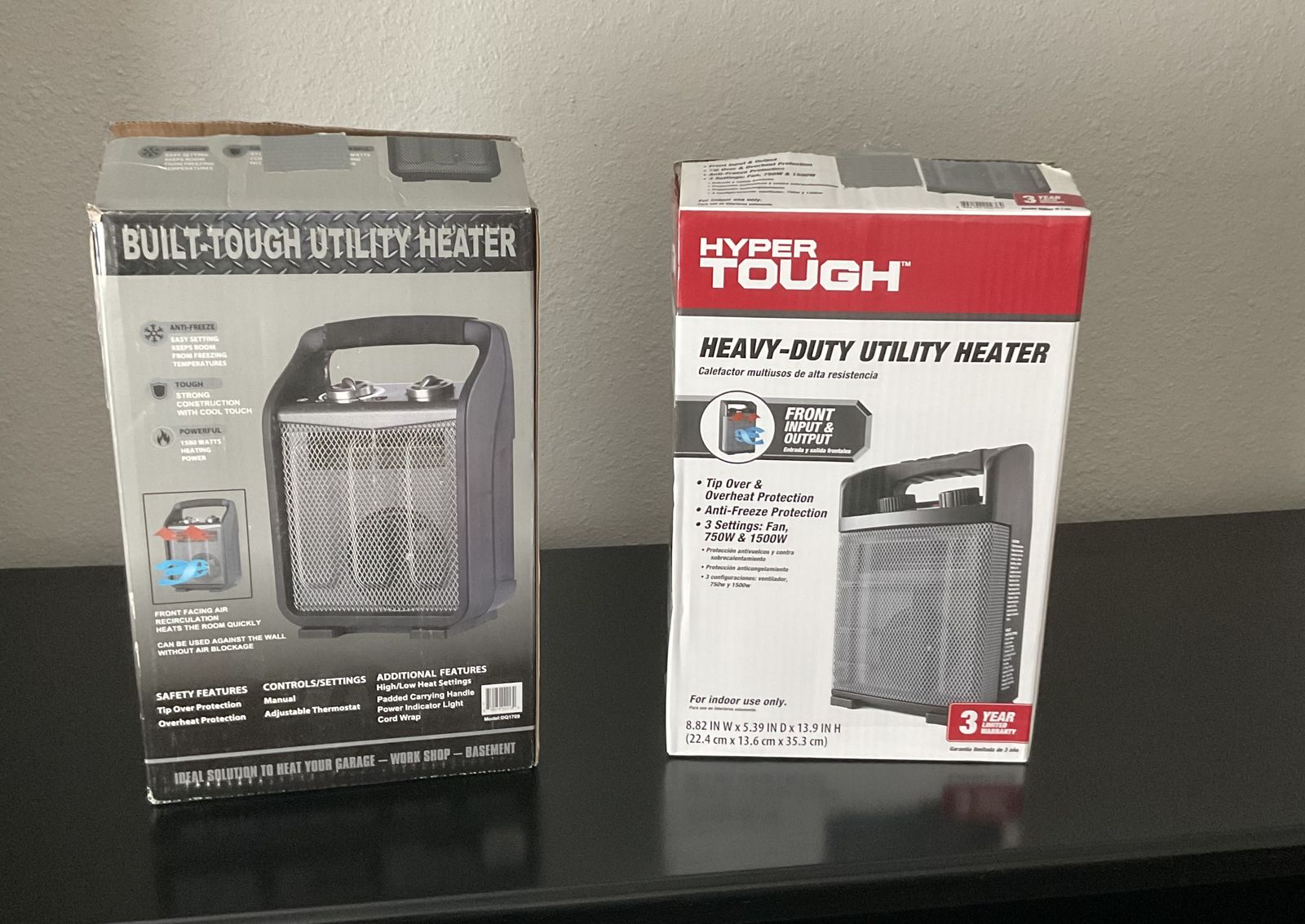 Hyper Tough DG1709 1500W Heavy-Duty Utility Heater with Tip-Over & Overheat Protection, Anti-Freeze