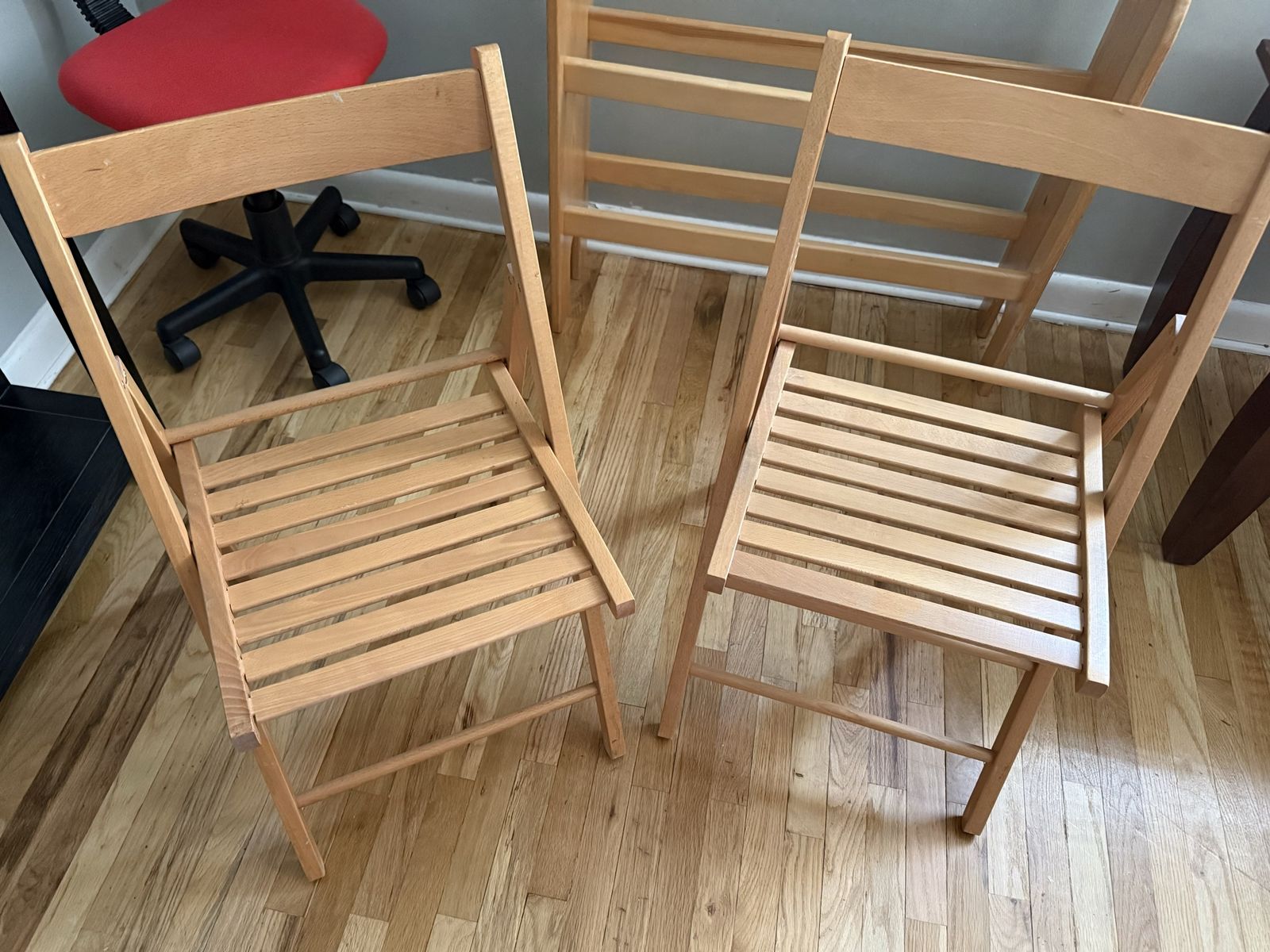 Wooden Folding Chairs (Set of 2) - Natural Wood Finish, Space-Saving Design