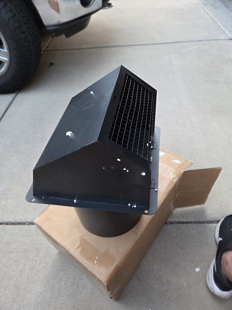 hooded wall vent with screen and damper 8"