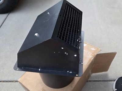 hooded wall vent with screen and damper 8"