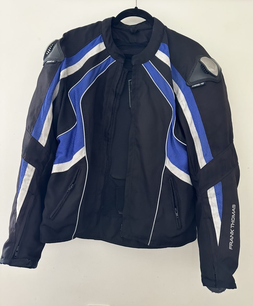 Frank Thomas Titanium Pro Motorcycle Riding Jacket Black Blue White