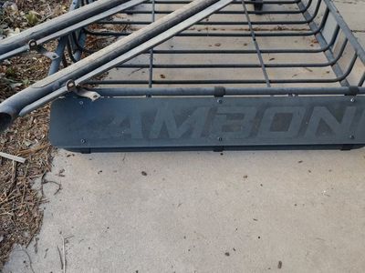 Black Steel Roof Rack Cargo Basket with nerf bars. Make an offer