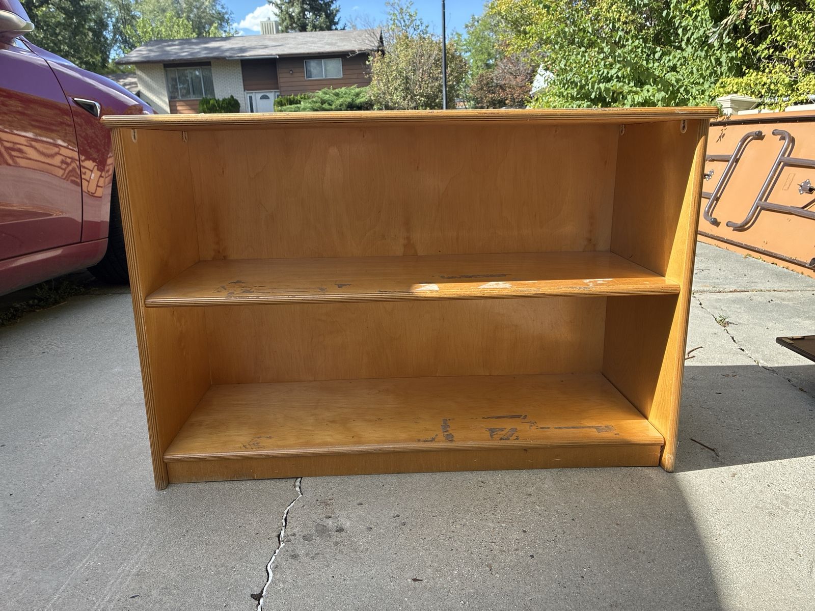 Wooden Low Bookshelf / Storage Unit with 2 Shelves