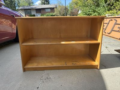Wooden Low Bookshelf / Storage Unit with 2 Shelves