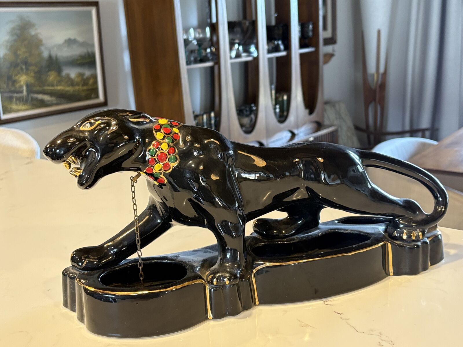 Ahhhmazing vintage Mid Century Modern panther MCM glazed ceramic