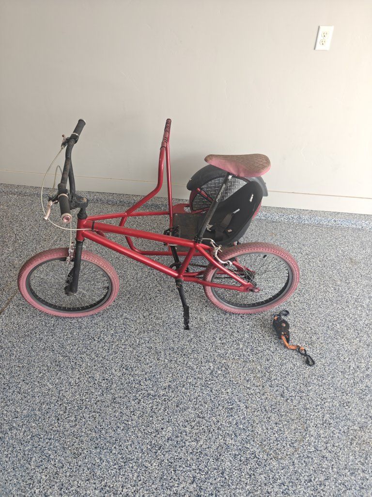 Red BMX Bike with Passenger Sidecar & Baby Seat - Fun Family Rides