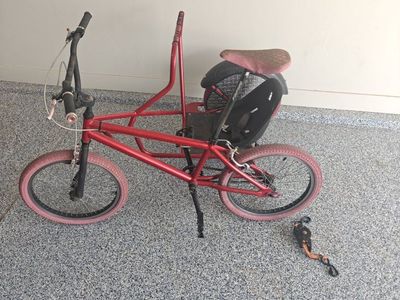 Red BMX Bike with Passenger Sidecar & Baby Seat - Fun Family Rides