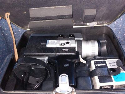 Vintage Canon Auto Zoom 518 Super 8 Camera with Case and Vivitar Close-Up Lens