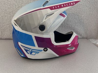 Youth Fly Racing Kinetic Off-Road Motocross Helmet Pink Blue White