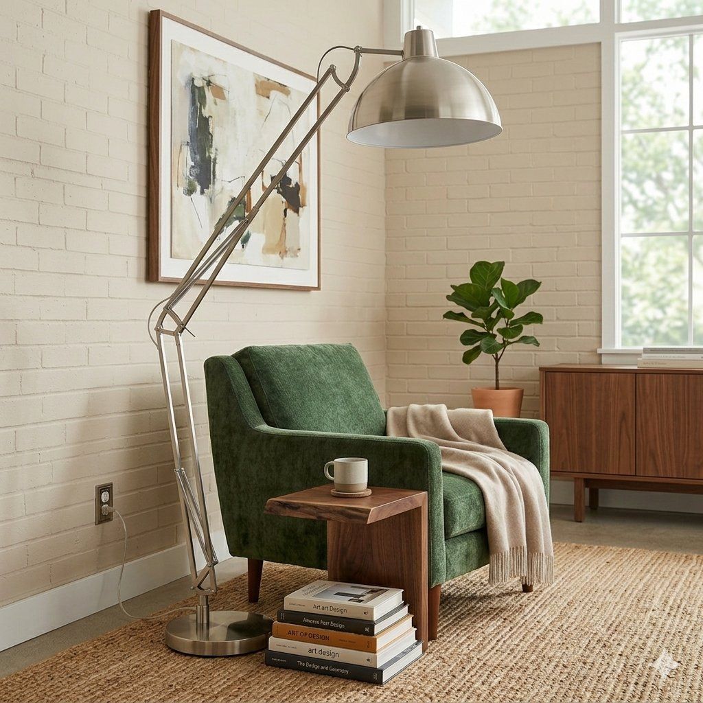 Brushed Chrome Retro Floor Lamp