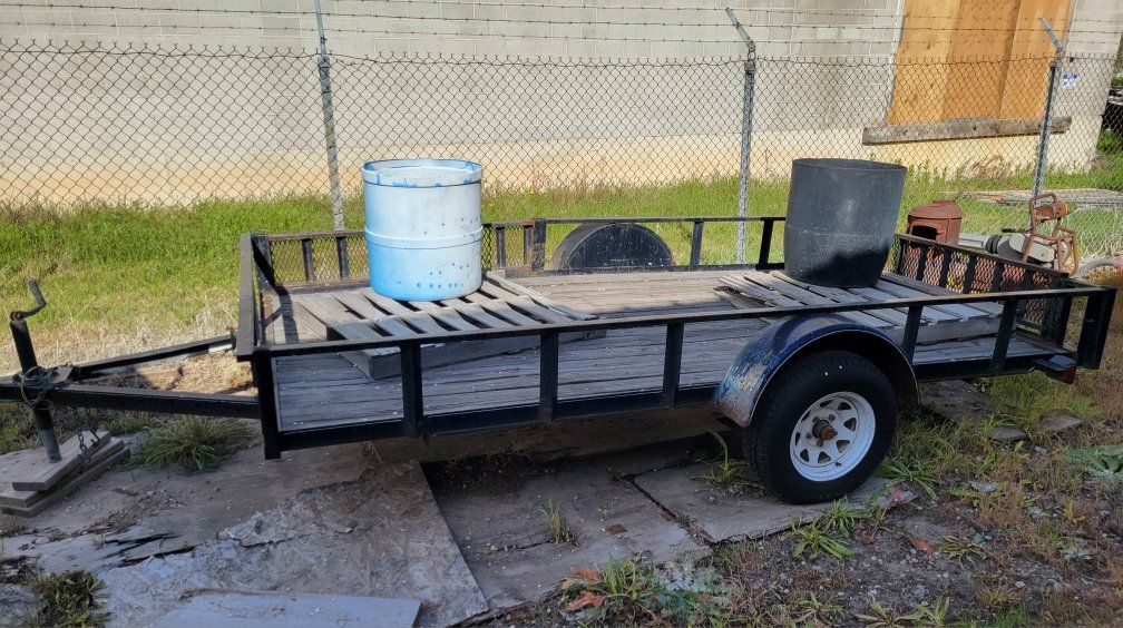Utility Trailer - Single Axle, Steel Frame, Wood Deck