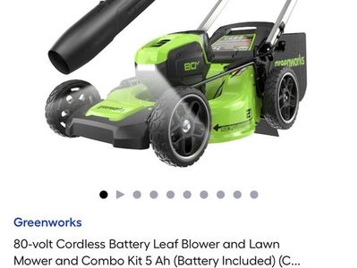 Greenworks 80V Cordless Battery 21" Lawn Mower & 770CFM Leaf Blower Combo Kit
