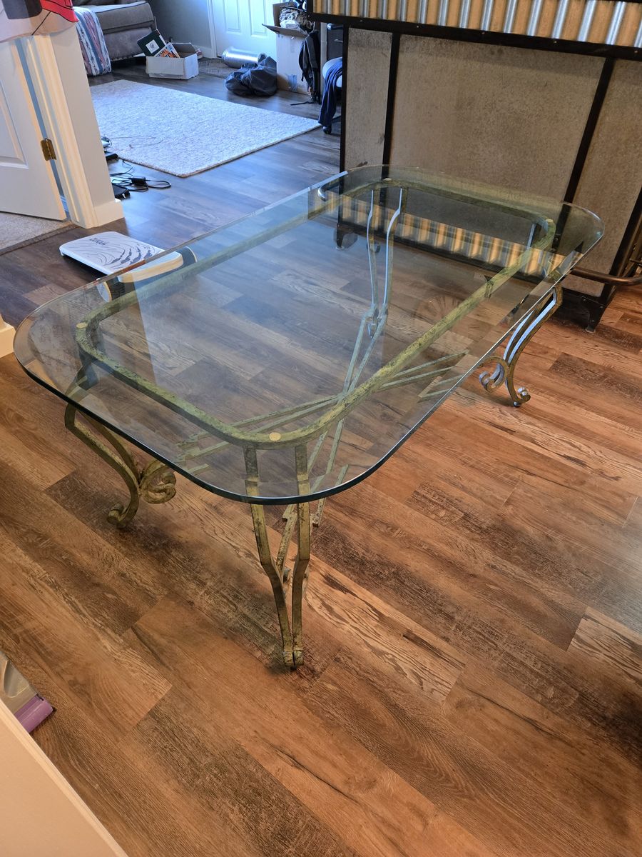 Vintage wrought iron & glass table