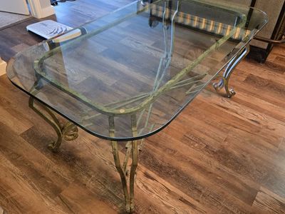 Vintage wrought iron & glass table