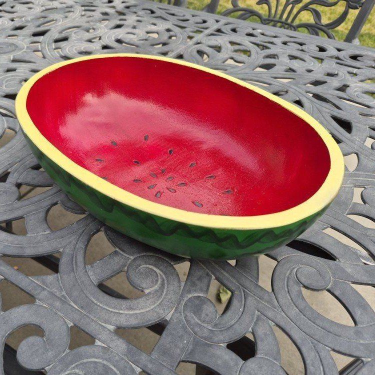 Hand-Painted Watermelon Serving Bowl - Unique Fruit Design Decor