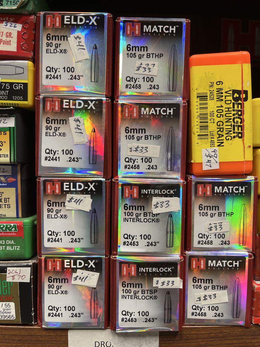6mm variety of bullets.
