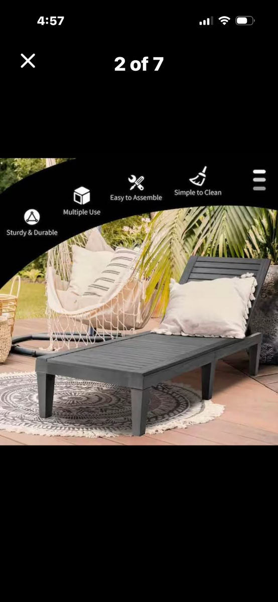 Costway Set of 2 Outdoor Chaise Lounge Chairs Black 5-Position Adjustable