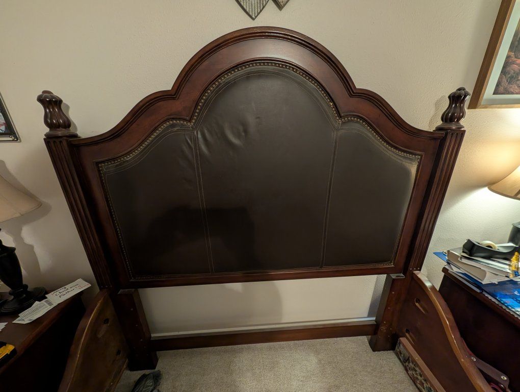 Queen bed headboard, footboard, and frame