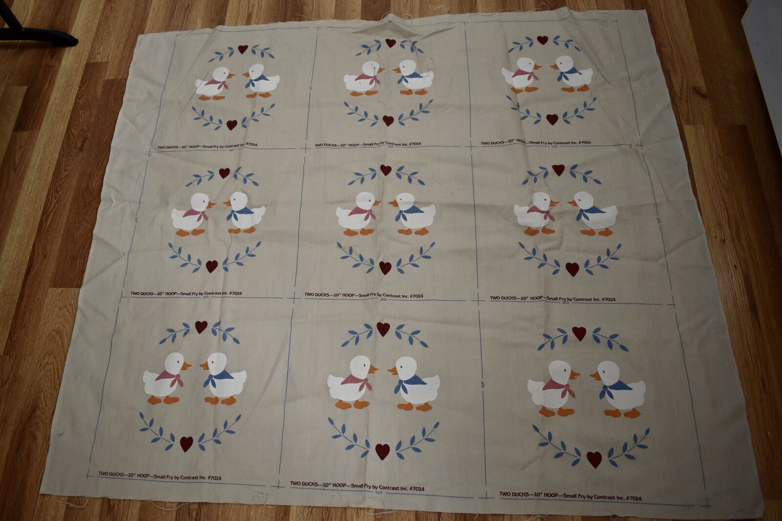 Really Cute Vintage Heavy Duty Fabric Squares With Ducks And Hearts For Quilts And Craft Projects