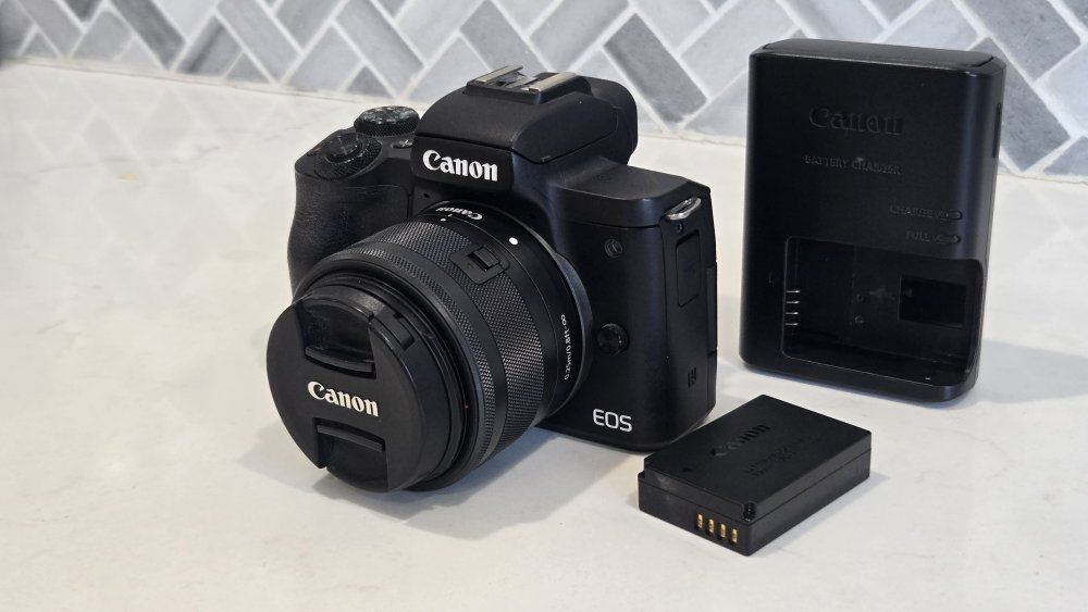 Canon EOS M50 Mirrorless Camera w/ EF-M 15-45mm Lens, Battery, Charger