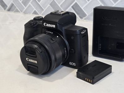 Canon EOS M50 Mirrorless Camera w/ EF-M 15-45mm Lens, Battery, Charger