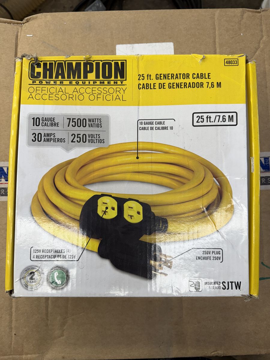 Champion Power Equipment 25 ft 10-Gauge 30 Amp Generator Power Cord 48033