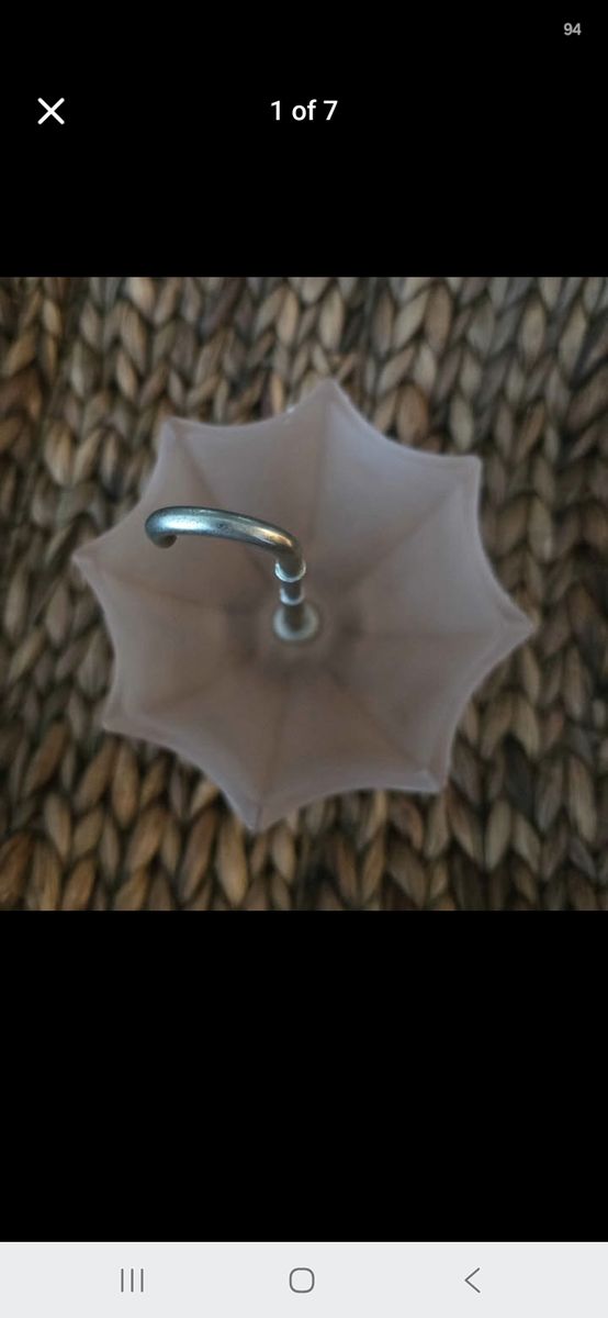 YTG Fenton 1950s Pink Frosted Satin Glass Umbrella, Candt, Trinket, Ring Dish