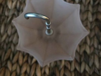 YTG Fenton 1950s Pink Frosted Satin Glass Umbrella, Candt, Trinket, Ring Dish