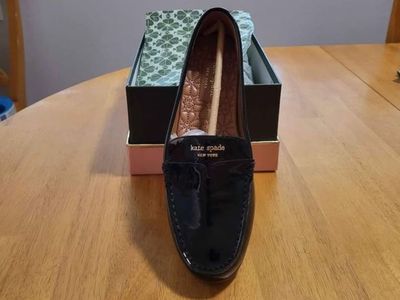 Kate Spade New York Black Patent Leather Loafers Flats New in Box - Size 8