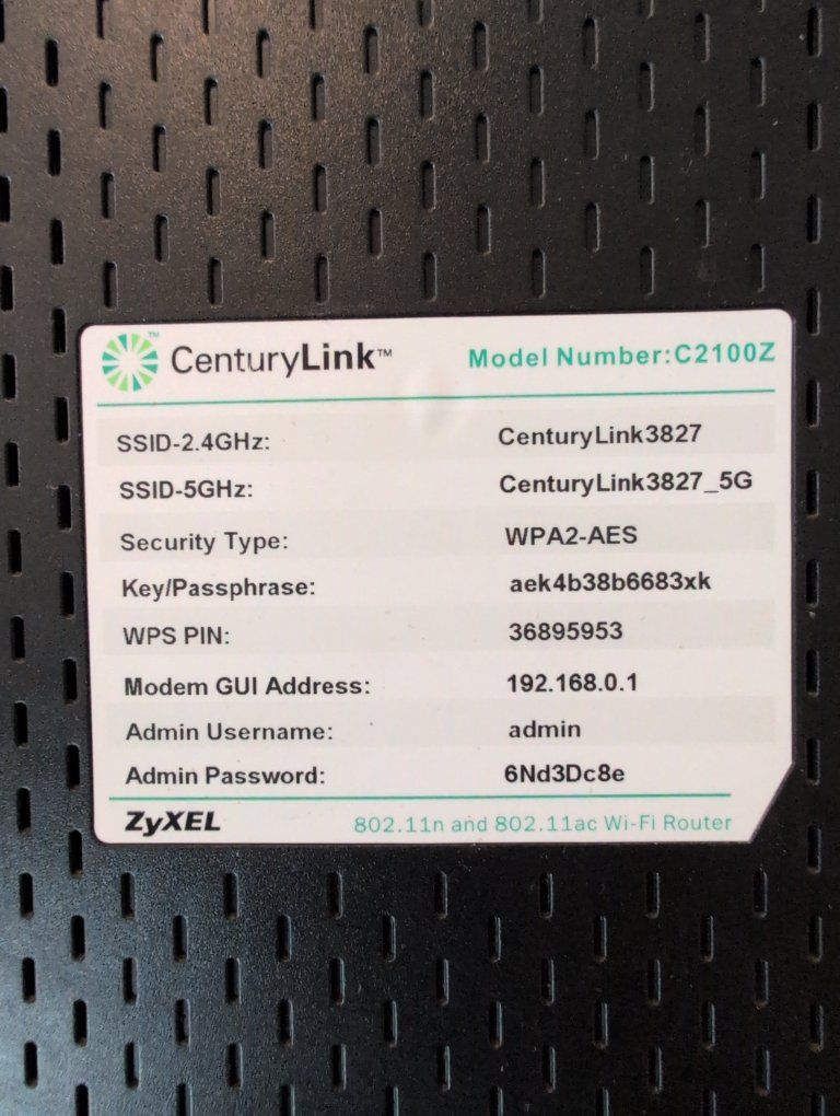 CenturyLink C2100Z Zyxel WiFi Router Modem 802.11n/ac Gigabit Ethernet Dsl VoIP