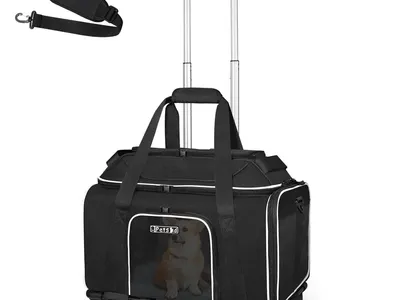 Airline Approved Rolling Pet Carrier w/ Wheels for Small Dogs Cats