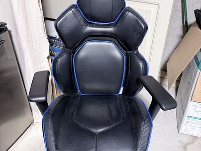 Black and Blue Ergonomic Leatherette Gaming Office Chair with Armrests