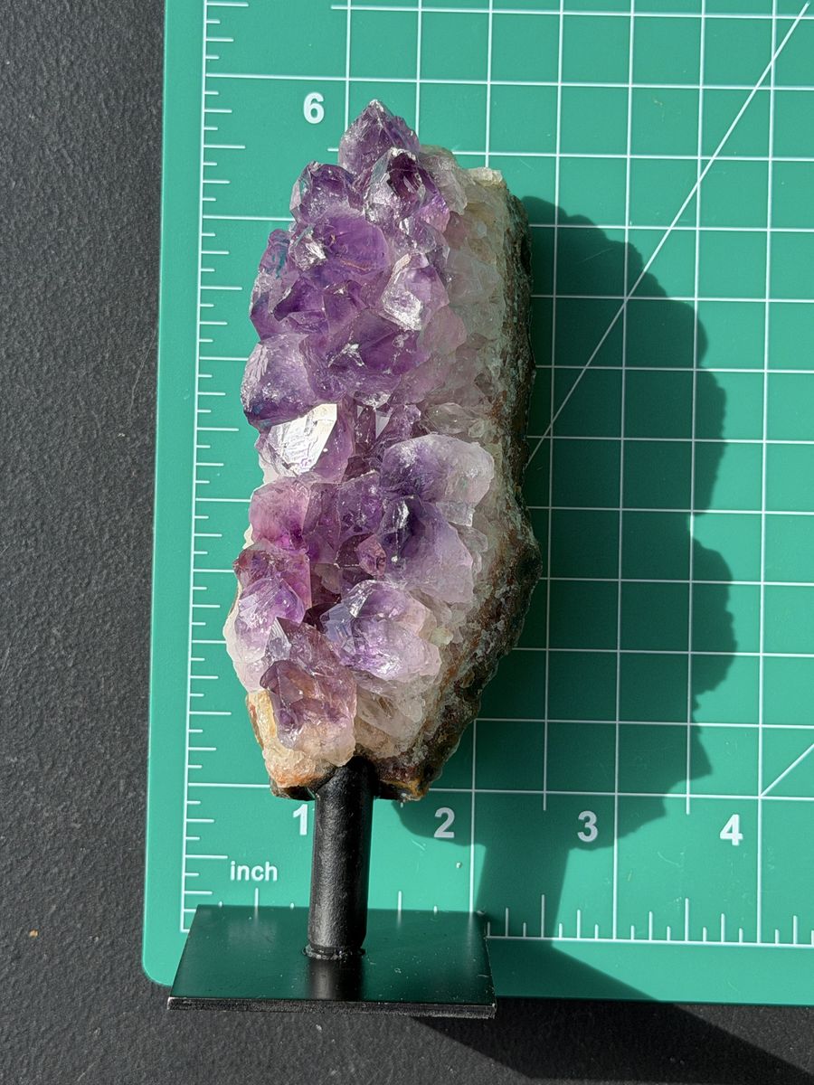 Amethyst Cluster Geode on Stand - Deep Purple Crystal Display Piece, 5-6 inches