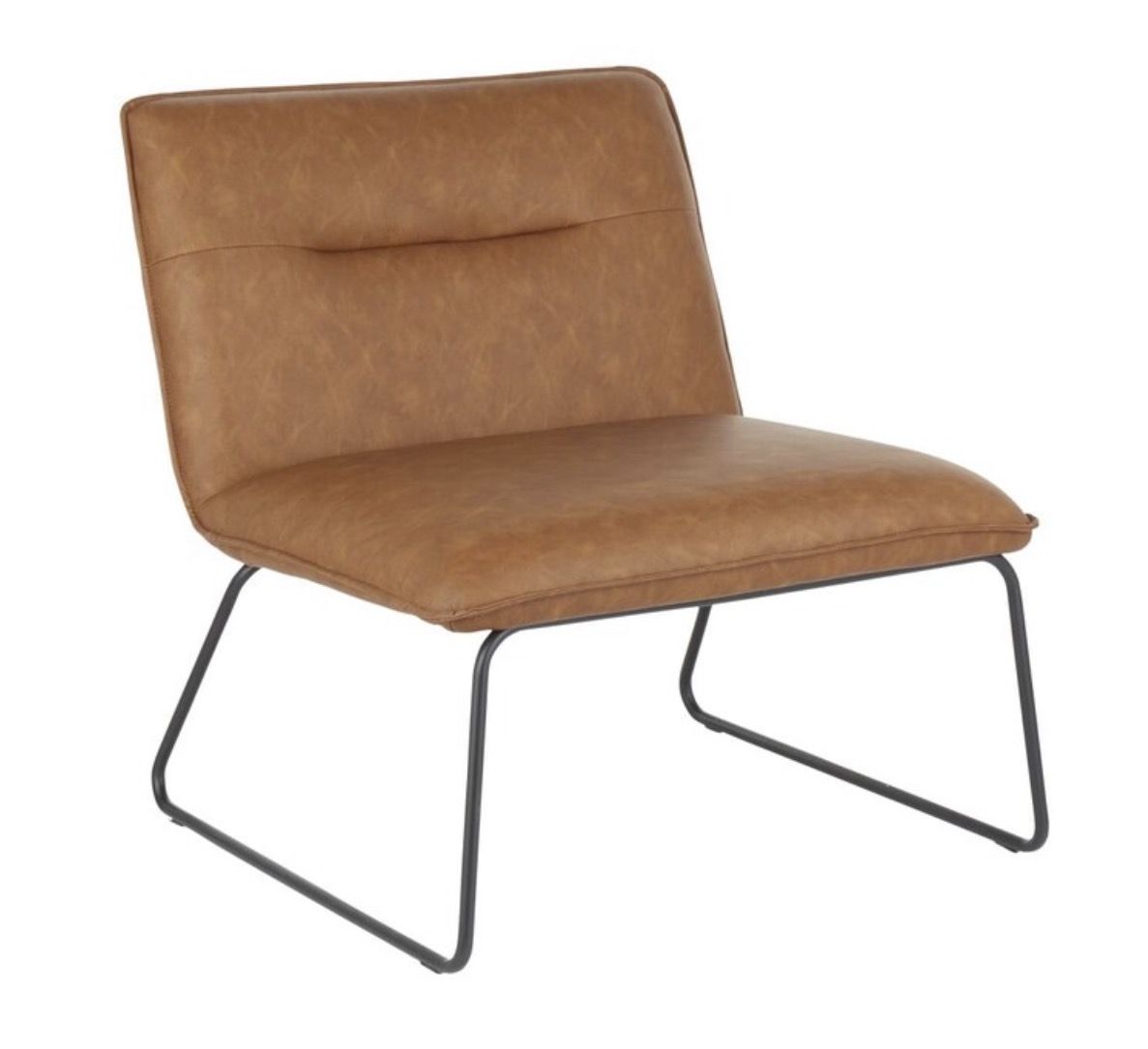 Industrial Black Metal, Camel Pu Faux Leather Accent Chair