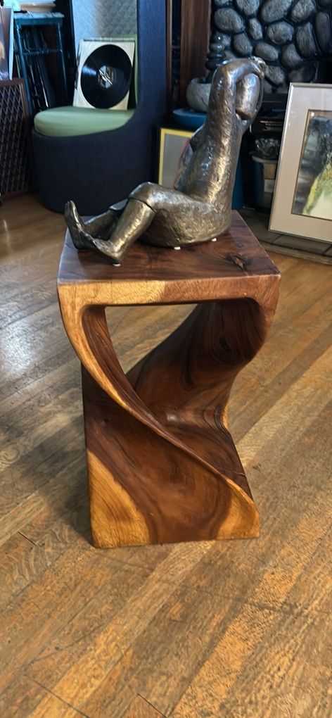 Wood Twist End Table 11.5 x 11.5 x 20 inch High