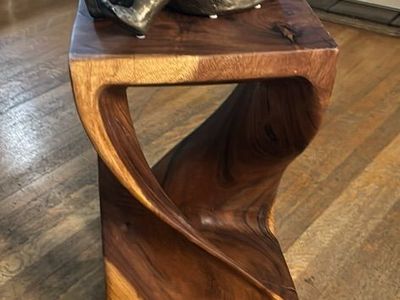 Wood Twist End Table 11.5 x 11.5 x 20 inch High