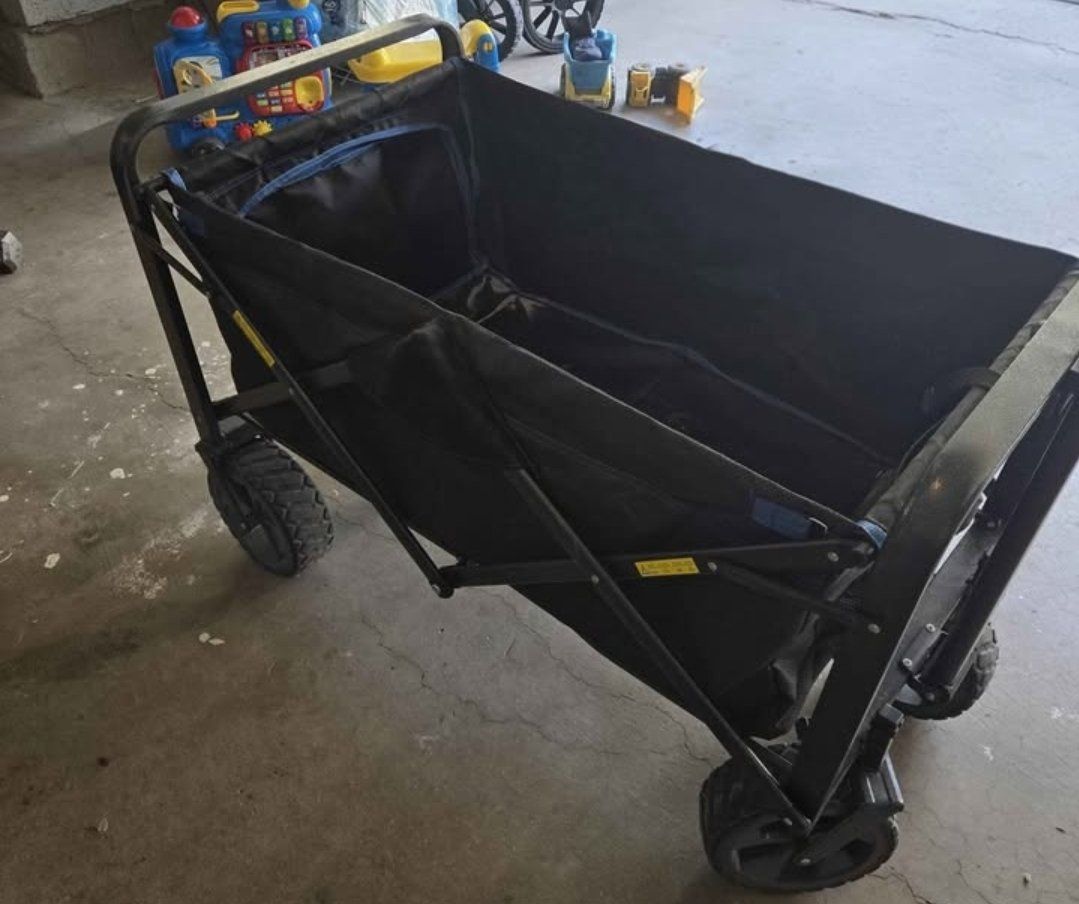 Collapsible Folding Wagon Cart with All-Terrain Wheels - Black