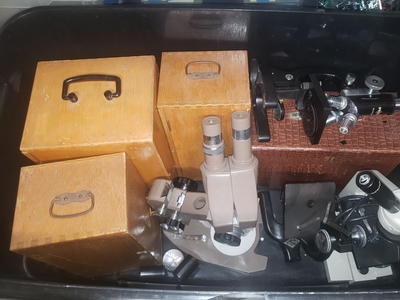 VINTAGE Microscope LOT - Brass Bausch & Lomb Spencer AO w/ Objectives Cases