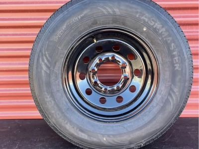 New Taskmaster ST 235/80 R 16 Trailer Tire Mounted on New Black Mod Wheel Heavy Duty 10 Ply E Load 8 Lug Pattern