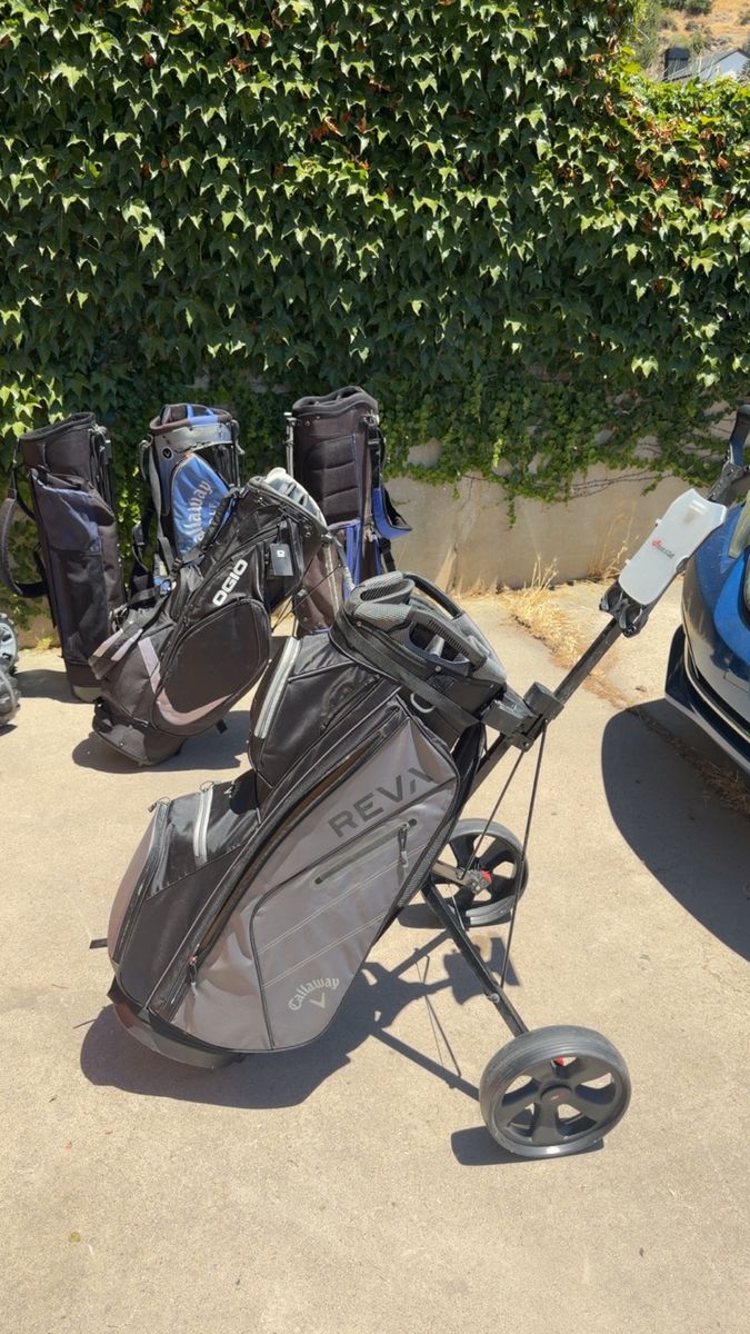 Callaway Reva Cart Bag Black/Gray with Push Cart Golf Bag bundle