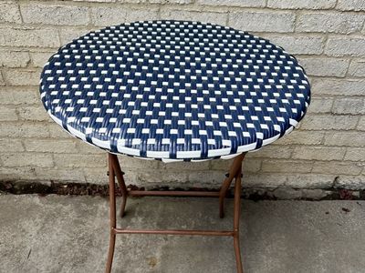 Navy & White Folding Patio Bistro Table