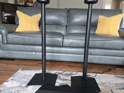 Sonos Play:1 Black Wireless Smart Speakers (Pair) with Stands & Beam Soundbar Home Theater Set
