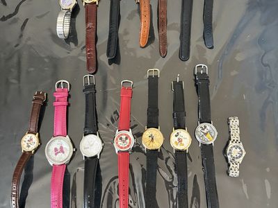 Lot of 16 Disney Character Wristwatches - Mickey Mouse, Minnie Mouse, Winnie the Pooh, D23