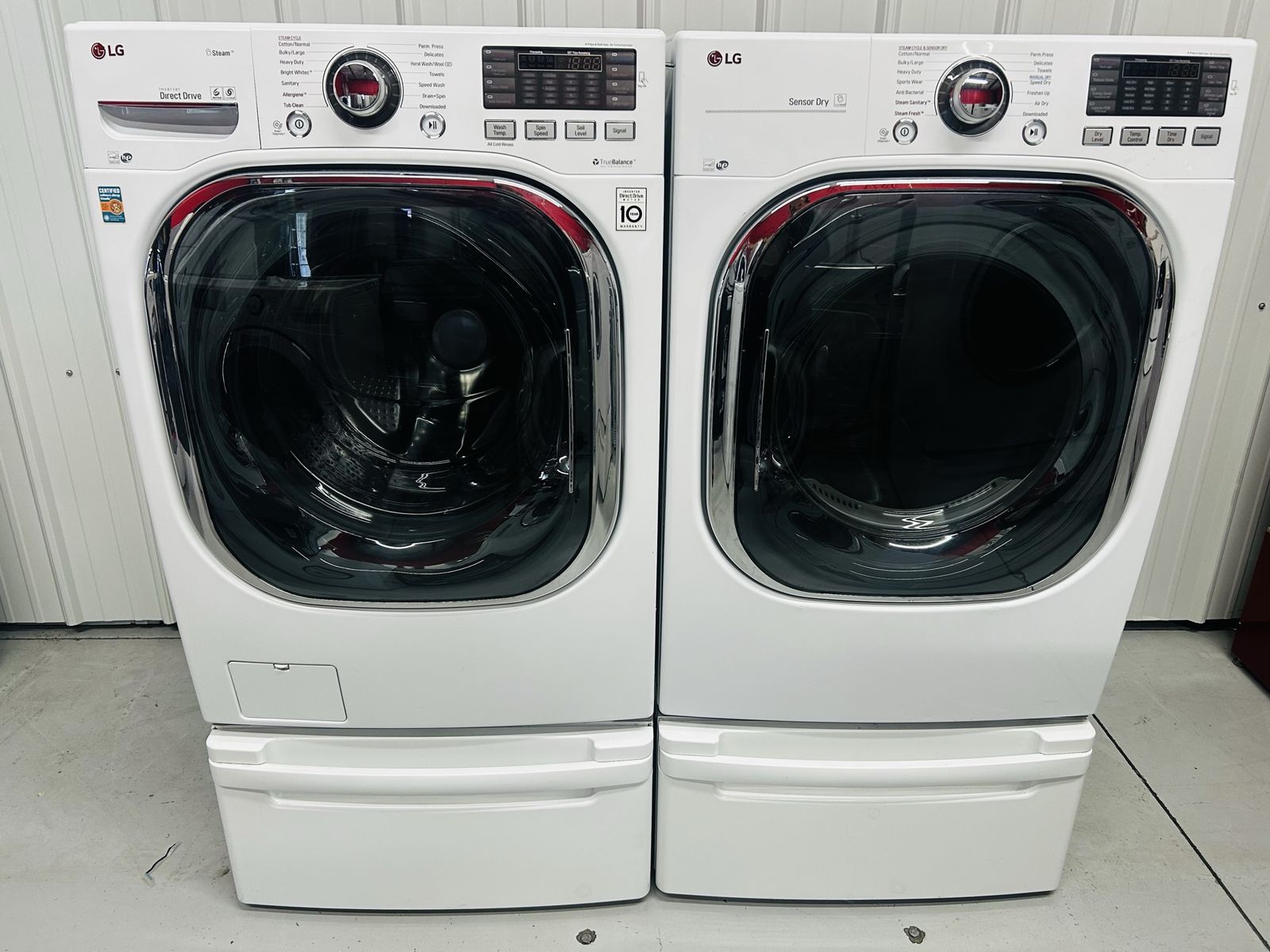 Lg Steam Electric Front Load Set With Pedestals