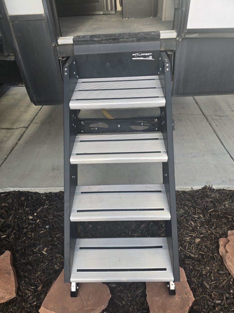 Lippert SolidStep RV Entry Steps - 4 Step Aluminum Fold Down Stairs