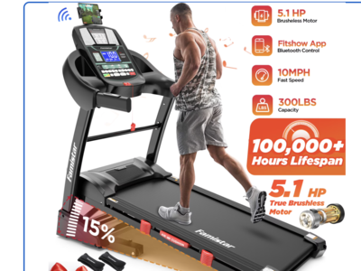 New in Box 5.1HP Folding Treadmill, 15% Auto Incline, 300 LB Capacity, Portable Foldable Treadmill