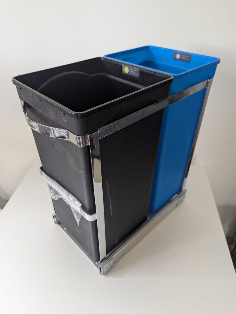 SimpleHuman Pull-Out Recycling & Trash Bin System - Under Cabinet Waste Organizer