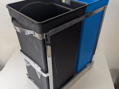 SimpleHuman Pull-Out Recycling & Trash Bin System - Under Cabinet Waste Organizer